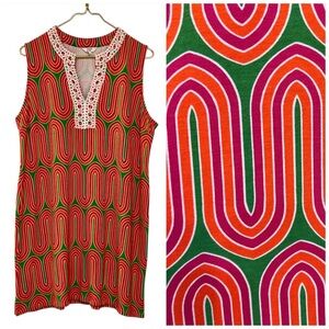Crown & Ivy Retro Geometric Shift Mini Dress Sleeveless L